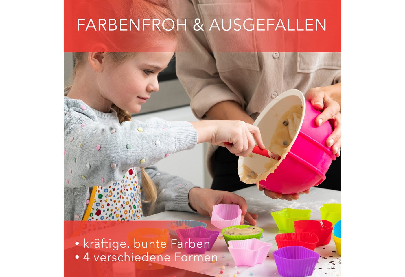 AVANA Muffinform Silikon Muffinförmchen wiederverwendbare Cupcake Backförmchen Muffin, (36-tlg), antihaftbeschichtet, umweltschonend, 8 Farben – Bild 4 von 5