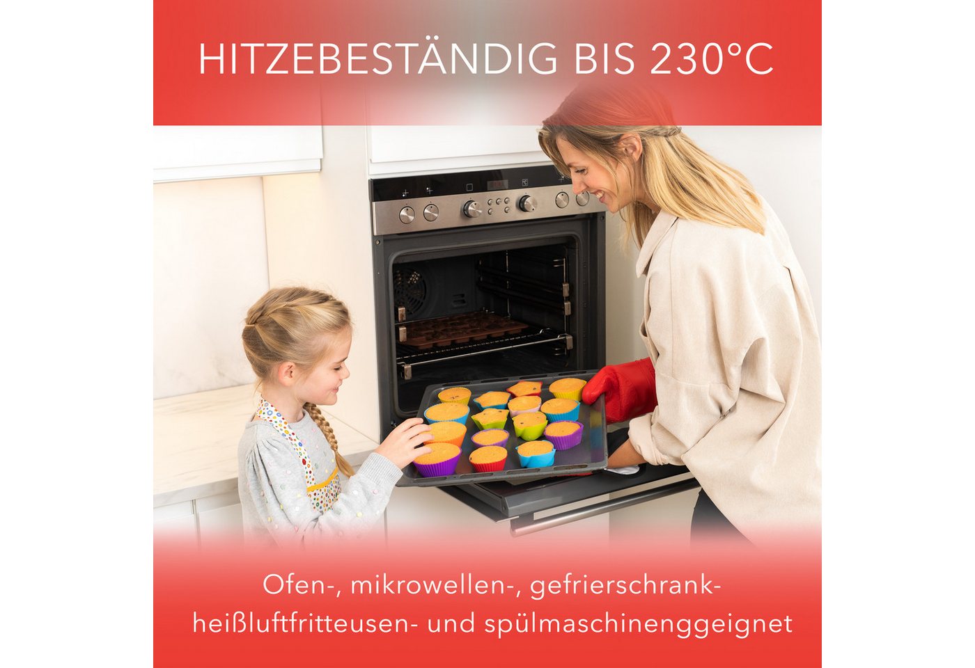 AVANA Muffinform Silikon Muffinförmchen wiederverwendbare Cupcake Backförmchen Muffin, (36-tlg), antihaftbeschichtet, umweltschonend, 8 Farben – Bild 5 von 5