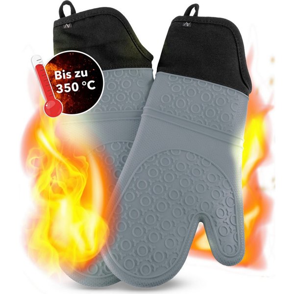 AVANA Topfhandschuhe Silikon Ofenhandschuhe Backhandschuhe Kochhandschuhe, (1 Paar Ofenhandschuhe aus Silikon), weiches Baumwoll-Innenfutter, Anti-Rutsch, Hitze