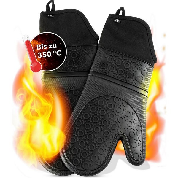 AVANA Topfhandschuhe Silikon Ofenhandschuhe Backhandschuhe Kochhandschuhe, (1 Paar Ofenhandschuhe aus Silikon), weiches Baumwoll-Innenfutter, Anti-Rutsch, Hitze