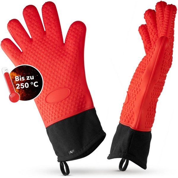 AVANA Topfhandschuhe Silikon Ofenhandschuhe Hitzebeständige Kochhandschuhe Handschuhe, Anti-Rutsch, weiches Baumwoll-Innenfutter, bis 250°C