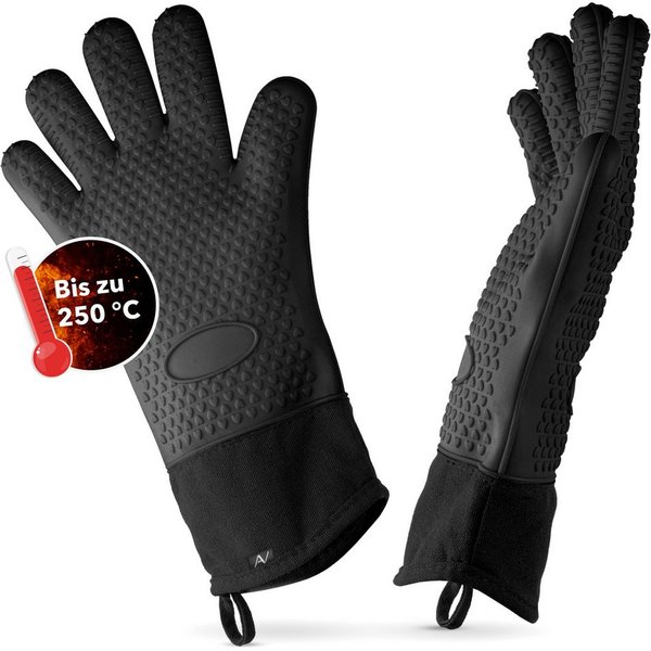 AVANA Topfhandschuhe Silikon Ofenhandschuhe Hitzebeständige Kochhandschuhe Handschuhe, Anti-Rutsch, weiches Baumwoll-Innenfutter, bis 250°C