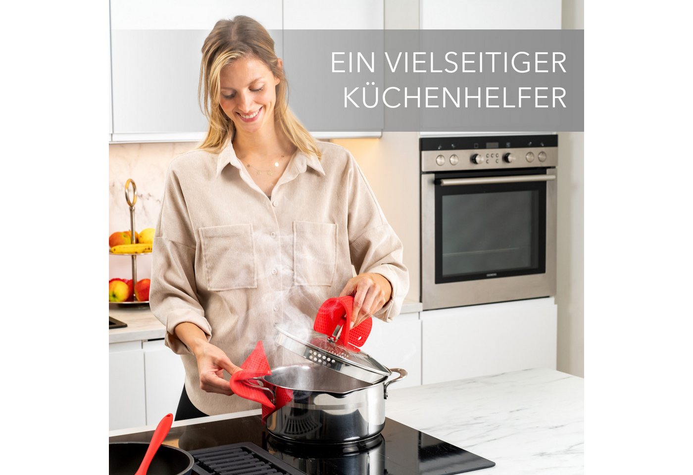 AVANA Topfuntersetzer Silikon Untersetzer Multifunktional Pfannenuntersetzer Topflappen, Zubehör für Töpfe, Pfannen, Auflaufformen, 4er Set, Hitzebeständig, Wab – Bild 2 von 5