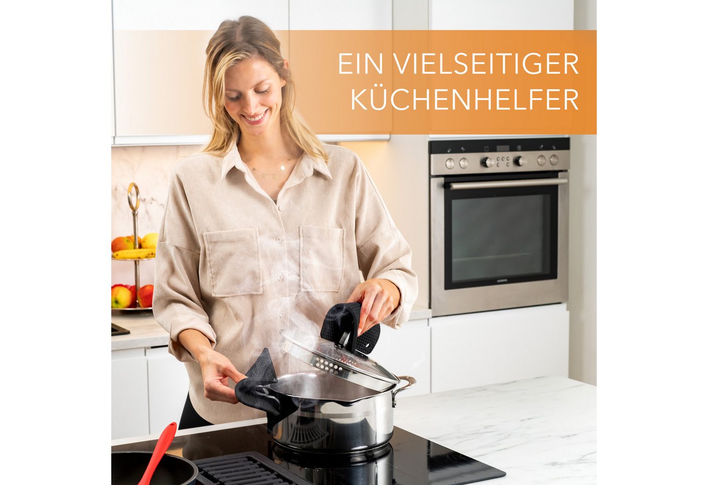 AVANA Topfuntersetzer Silikon Untersetzer Multifunktional Pfannenuntersetzer Topflappen, Zubehör für Töpfe, Pfannen, Auflaufformen, 4er Set, Hitzebeständig, Wab – Bild 2 von 5
