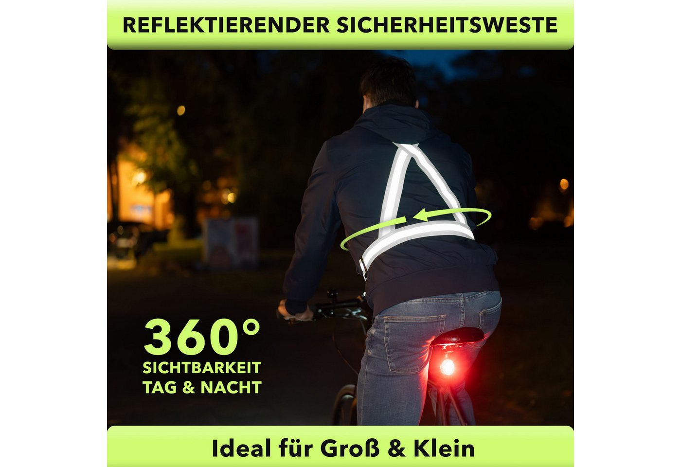 AVANA Warnweste reflektierende Sicherheitsweste einstellbare Reflektorweste Weste Fahrrad, Joggen, für Erwachsene & Jugendliche – Bild 2 von 5