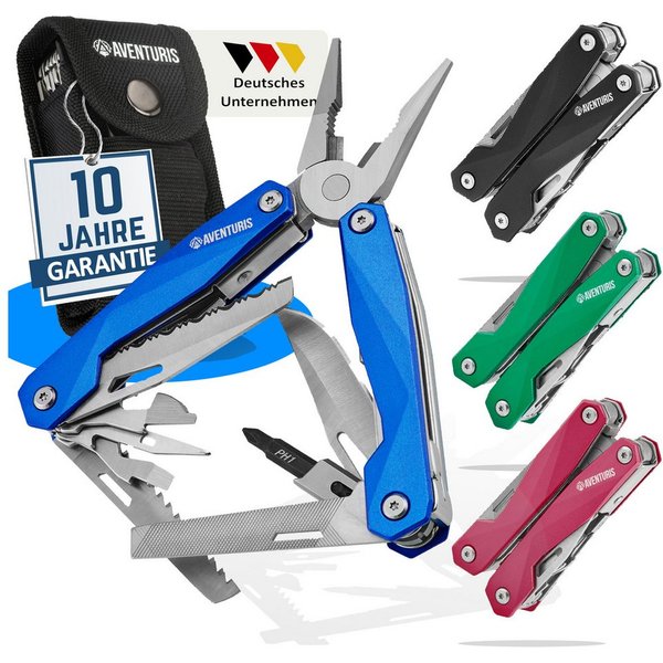 AVENTURIS Multitool T21 aus Edelstahl mit 21 Funktionen! Perfekt fürs Wandern und Campen, Edelstahl