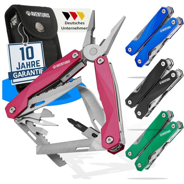 AVENTURIS Multitool T21 aus Edelstahl mit 21 Funktionen! Perfekt fürs Wandern und Campen, Edelstahl