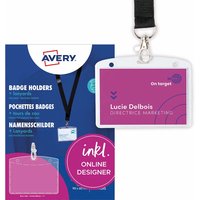 Avery Zweckform 10 Namensschilder mit Lanyards, 90 x 60 mm
