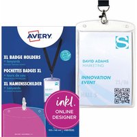 Avery Zweckform 10 Namensschilder XL, mit Lanyard, 105 x 148 mm