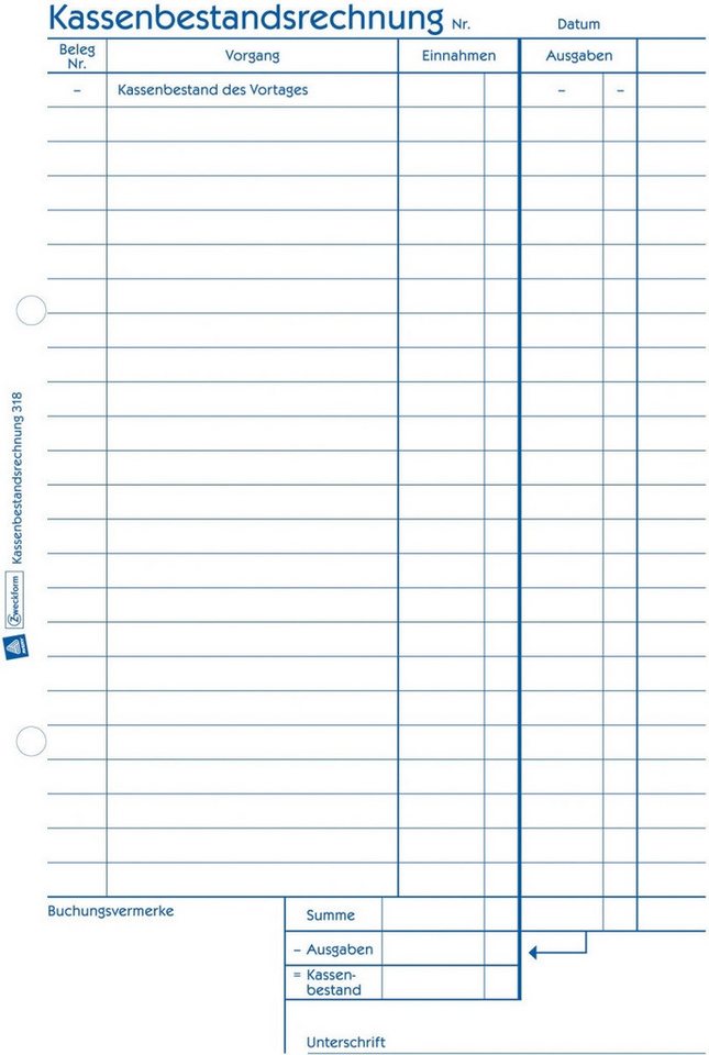 Avery Zweckform Formularblock Formularbuch Kassenbericht A5 VE=50 Blatt mit Ausfüllhilfe – Bild 3 von 5