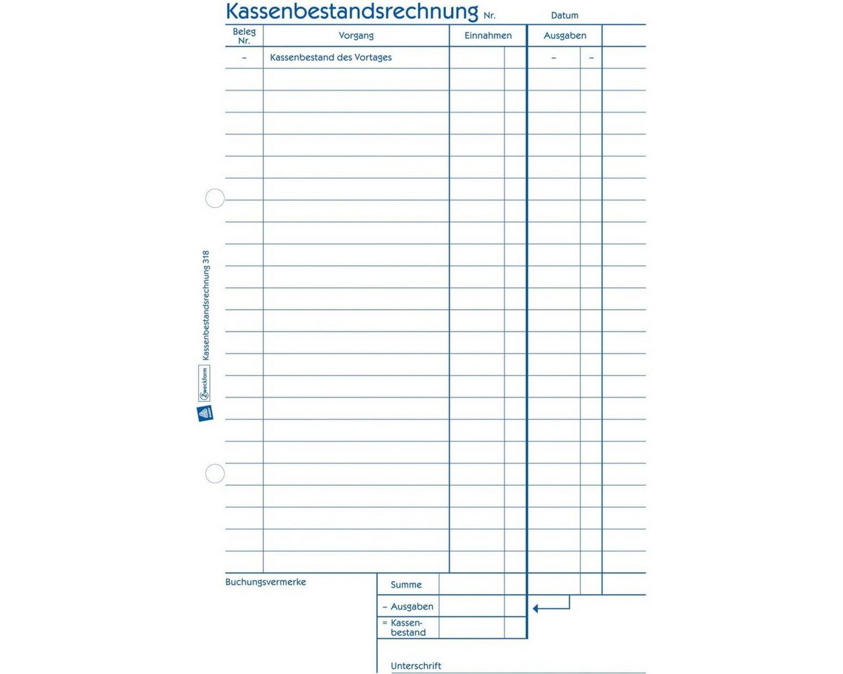 Avery Zweckform Formularblock Formularbuch Kassenbericht A5 VE=50 Blatt mit Ausfüllhilfe – Bild 4 von 5