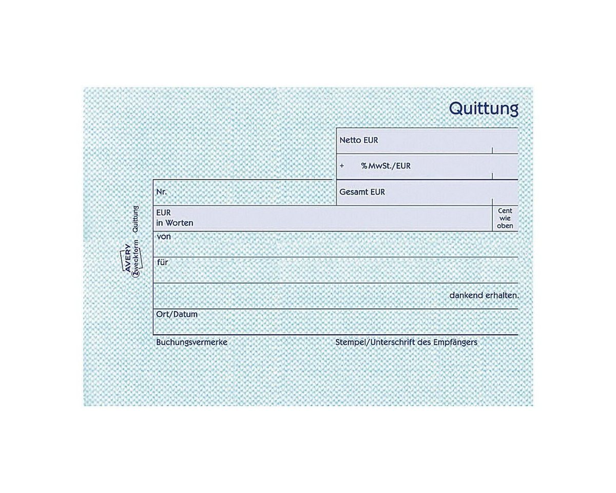Avery Zweckform Formularblock Quittung, MwSt. separat mit Netto-Brutto, 1-fach, A6, 50 Blatt – Bild 2 von 3