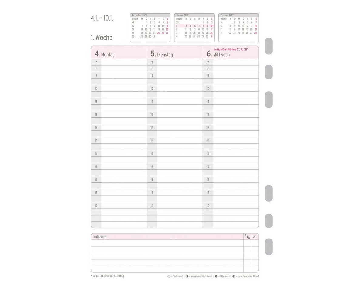 Avery Zweckform Terminplaner Chronoplan Wochenplan 2027, Kalendereinlage, 1 Woche = 2 Seiten – Bild 3 von 5