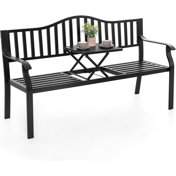 Avestar Gartenbank Gartenbank E-beschichteter Metallrahmen mit integriertem Tisch (1-St)
