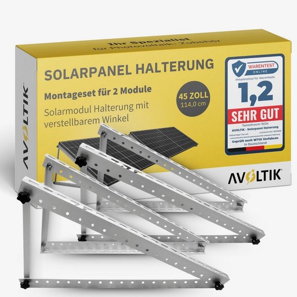 avoltik Solarmodul-Halterung 2 Sets Solarmodul Halterung für Flachdach Wand Aufständerung 114cm, (2 Sets Solarmodul Halterung für Flachdach Wand Aufständerung 1