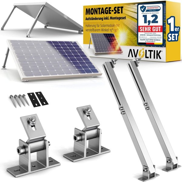 avoltik Solarmodul-Halterung Solarmodul Halterung Alu Aufständerung für Photovoltaik Winkel 15°-30°, (Solarmodul Halterung Alu Aufständerung für Photovoltaik Wi