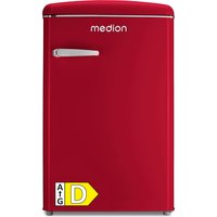 MEDION LIFE® Retro-Kühlschrank mit Gefrierfach MD 37790 Velvet Rouge, 108 L Gesamtnutzinhalt, 37 dB, höhenverstellbare Füße, Energieeffiziensklasse D