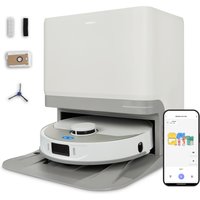 MEDION Saugroboter mit 3-in-1 Absaugstation X55 SW+, Wischfunktion, rotierende und bewegliche Wischmopps, Lasernavigation, Hinderniserkennung durch Kreuzlinienl