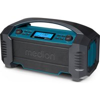 MEDION LIFE E66050 DAB+/Bluetooth®-Baustellenradio, ideal für Baustellen, Garten oder Camping, IP54 Schutz gegen Spritzwasser & Staub, 7 Soundeinstellungen, int