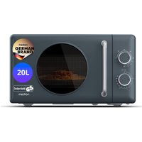MEDION LIFE® Retro-Mikrowelle MD 100119 grau, 800 W Leistung, Grillfunktion, 20 L kompakt, 5 Mikrowellenstufen, Auftaufunktion, Timerfunktion, stilvolles Retro-