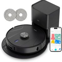 MEDION Saugroboter mit 2-in-1 Absaugstation X51 SW+, Wischfunktion, rotierende Wischmopps, Lasernavigation, Hinderniserkennung durch Kreuzlinienlaser, starke 10