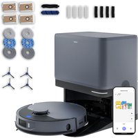 MEDION Saugroboter mit 3-in-1 Absaugstation X55 SW+ Pro, Wischfunktion, rotierende und bewegliche Wischmopps, Lasernavigation, Hinderniserkennung durch Kreuzlin