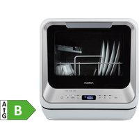 MEDION LIFE Mini Geschirrspüler DWT20 (MD370764), silber, für 2 Maßgedecke, 6 Reinigungsprogramme, mit und ohne Wasseranschluss, Startzeitvorwahl