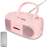 MEDION LIFE E65010 Boombox rosa, CD-Kassetten-Radio mit MP3-Wiedergabe, PLL-UKW Radio, USB Anschluss, CD-R/RW kompatibel, AUX-In, 2 x 3 W RMS