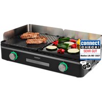 MEDION LIFE Tischgrill mit Dual-Zonen-System (MD12027), 2,400 Watt, 2 abnehmbare Platten, PFAS Frei, LED-Statusanzeige (weiß, rot, grün), IPX4-Schutz