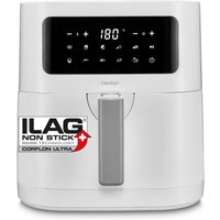 MEDION LIFE E40 XL Heißluftfritteuse MD 11740 weiß, 100 Rezepte in der Life+ App, ölfreies Frittieren, 9 Automatikprogramme, 5,2 L Korbvolumen