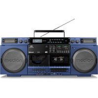 MEDION LIFE P66538 Retro-Boombox blau, DAB+/PLL-UKW Radio, Bluetooth® 5.3 für das Abspielen von Smartphone & Co, CD-Player, Kassettendeck, X-Bass Funktion, 2 x 