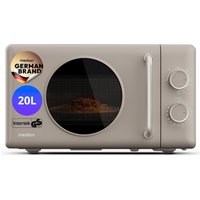 MEDION LIFE® Retro-Mikrowelle MD 100119 sand beige, 800 W Leistung, Grillfunktion, 20 L kompakt, 5 Mikrowellenstufen, Auftaufunktion, Timerfunktion, stilvolles 