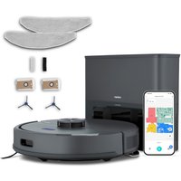 MEDION Saugroboter mit Absaugstation X22 SW+ blau, Wischfunktion, Lasernavigation, 5.000 Pa Saugkraft, No Go & Go Bereiche, präzise Kartenerstellung, mehrere Et