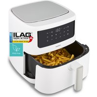 MEDION LIFE P10 XL Duo Heißluftfritteuse MD 11750 matt weiß, 100 Rezepte in der Life+ App, mit 2 Heizelementen, 2.150 W Gesamtleistung, ölfreies Frittieren, 9 A