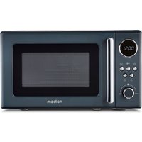 MEDION Retro-Mikrowelle MD 15000 grau, grau, 800 W Leistung, 20 L kompakt, 5 Mikrowellenstufen, Auftaufunktion, Timerfunktion, stilvolles Retro-Design