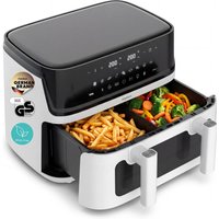 MEDION LIFE® P25 XXL Flex M Heißluftfritteuse MD100057 weiß, 100 Rezepte in der Life+ App, 2 separate Garzonen, 10 Automatikprogramme, 10,8 L Gesamt-Nutzinhalt,