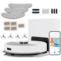 MEDION Saugroboter mit Absaugstation X23 SW+, Wischfunktion, Lasernavigation, 5.000 Pa Saugkraft, No Go & Go Bereiche, präzise Kartenerstellung, mehrere Etagen,