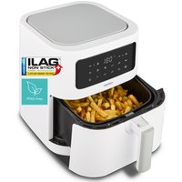 MEDION LIFE E40 XL Heißluftfritteuse MD11740 matt weiß, 100 Rezepte in der Life+ App, ölfreies Frittieren, 9 Automatikprogramme, 5,2 L Korbvolumen