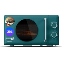 MEDION LIFE® Retro-Mikrowelle MD 100119 petrol, 800 W Leistung, Grillfunktion, 20 L kompakt, 5 Mikrowellenstufen, Auftaufunktion, Timerfunktion, stilvolles Retr
