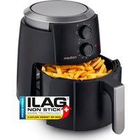 MEDION LIFE Heißluftfritteuse P30 L (MD13020) schwarz, 100 Rezepte in der Life+ App¹, 4,7 Liter Fassungsvermögen, 1.500 Watt, 60 min. Timer