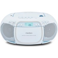 MEDION LIFE E66476 Tragbare CD-Boombox blau, CD-Player, Kassettendeck, FM-Radio, USB-MP3-Wiedergabe, 30 Senderspeicher, Batteriebetrieb