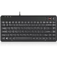 Perixx PERIBOARD-505H PLUS US, Mini USB-Tastatur, Trackball, Hub, schwarz – Ansicht 1