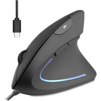 Perixx PERIMICE-513 C Vertikale Ergonomie-Maus, USB-C, schwarz, Rechtshänder – Ansicht 1