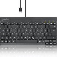 Perixx PERIBOARD-426C DE, kabelgebundene USB-C Mini Tastatur mit flachen Tasten – Ansicht 1