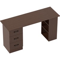 HOMCOM Computertisch mit 3 Schubladen und 3 Regalfächern, platzsparender Büroschreibtisch mit großer Arbeitsfläche aus Holz, Arbeitstisch für Büro/Arbeitszimmer