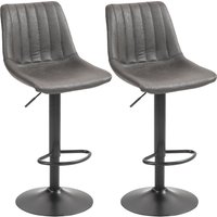 HOMCOM Barhocker 2er Set, Gepolstert Barstuhl mit Metallgestell, Lehne, Höhenverstellbar Küchenstühle mit Fußstütze, 360° Drehbar, Tresenhocker für Küche, Wohnz – Ansicht 1