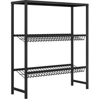 HOMCOM Getränkekistenregal freistehend für 6 Kisten, verstellbare Regalhöhe, 3 Ebenen, rutschfest, 103 x 33 x 113,5 cm, Stahl schwarz Aosom.de – Ansicht 1
