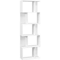 HOMCOM Regal Standregal mit 5 Unterteilten Regalen, Platzsparendes S-förmiges Holzregal, Raumteilerregal für Wohnzimmer, Schlafzimmer und Büro, 60x24x184,5 cm,  – Ansicht 1