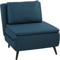 HOMCOM Schlafsessel 1‑Sitzer, 3‑in‑1 Klick‑Klack Schlafsessel mit verstellbarer Rückenlehne, Kissen, breiter Sitzfläche, S‑Federn, gepolstertes Leinen‑Sofa für  – Ansicht 1