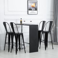 HOMCOM® Stapelbar Barhocker Bistrohocker mit Fußstütze Stapelbar Metall Schwarz 44 x 53 x 116 cm Aosom – Ansicht 1